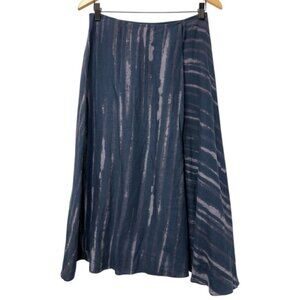 Dkny Navy Linen Midi Asymmetrical A-Line Skirt size 4